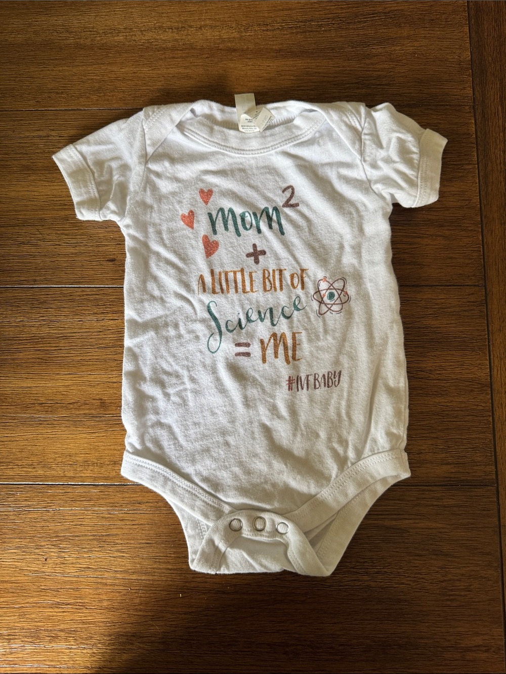 Bella Canvas White Baby Bodysuit with Teal and Copper Science Graphic